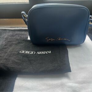 Giorgio Armani (GRAZIE) Blue Leather Crossbody Shoulder Bag
